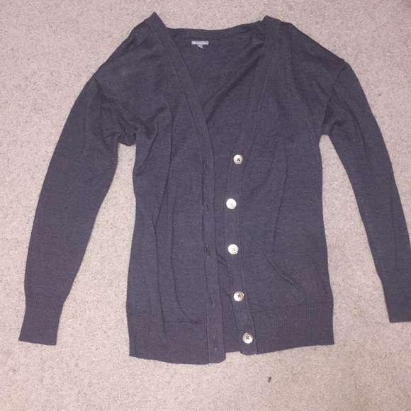 Gray cardigan with gold buttons - Picture 1 of 5